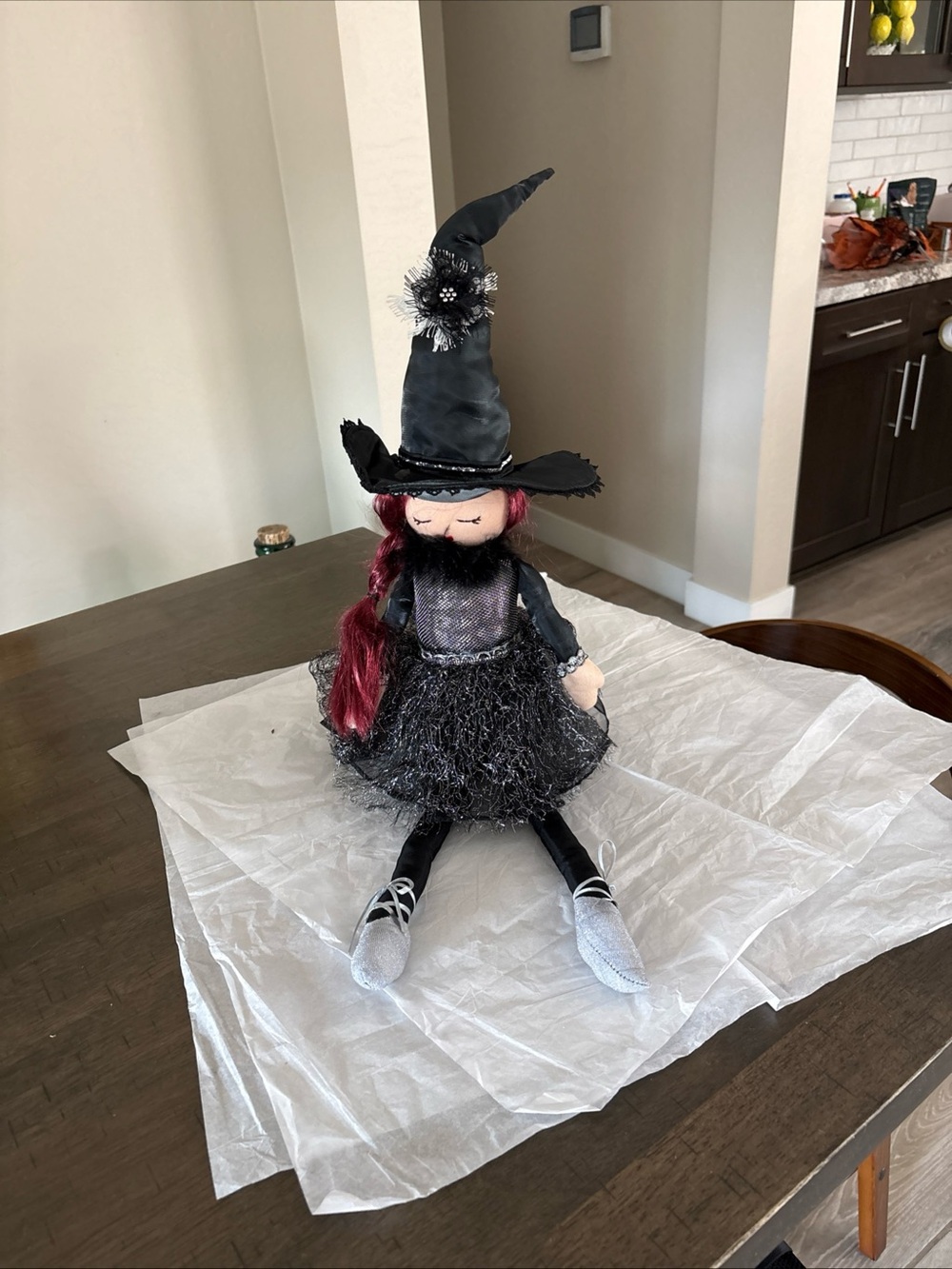 Happy Witch Doll with Red Hair and Black  Silver Outfit